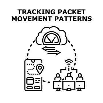 Tracking packet movement patterns data analytics 스톡 일러스트