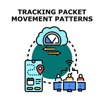 Tracking packet movement patterns data analytics Stockillustratie