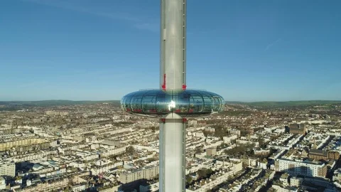 Tracking pan around giving parallax effect of i360 building, drone aerial 4K Stock-Footage 101206905