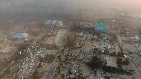 Tracking pan left of Mexico beach after hurricane Michael Stock Footage 155456944