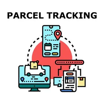 Tracking a parcel delivery logistics and shipment process Illustrazione stock