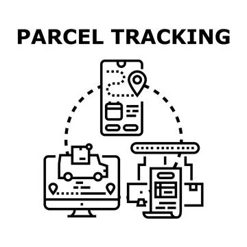 Tracking a parcel delivery logistics and shipment process Stock Illustration