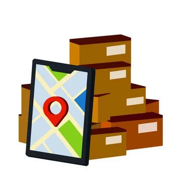 Tracking of parcel. Lots of cardboard boxes. Pile of packages. Stock Illustration