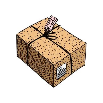 Tracking parcel sketch hand drawn vector Ilustração Stock