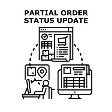 Tracking partial order status update logistics process Stock Illustration