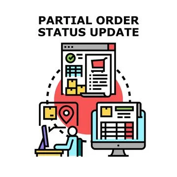 Tracking partial order status update logistics process Stock Illustration