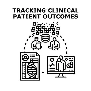 Tracking patient clinical outcomes data analysis Stock Illustration