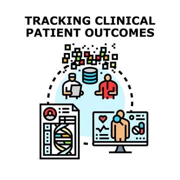 Tracking patient clinical outcomes data analysis Stock Illustration