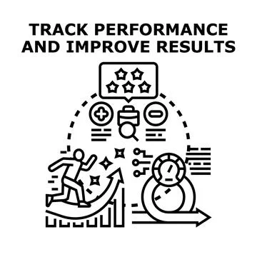 Tracking performance and improving business results concept Illustrazione stock