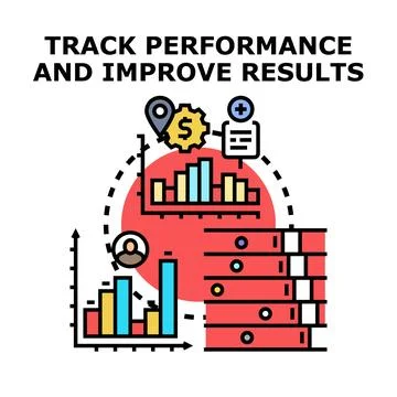 Tracking performance and improving results for business analysis Illustrazione stock