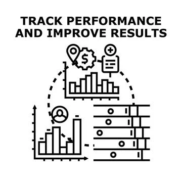 Tracking performance and improving results for business analysis Stock Illustration