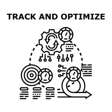 Tracking performance metrics and optimizing business processes Stock Illustration