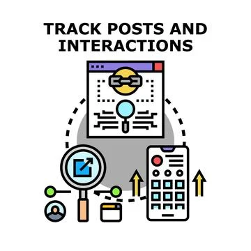Tracking posts and interactions across digital platforms Stock Illustration