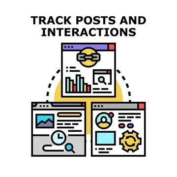 Tracking posts interactions and online activity monitoring Stock Illustration