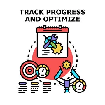Tracking progress optimizing work and achieving goals Illustrazione stock