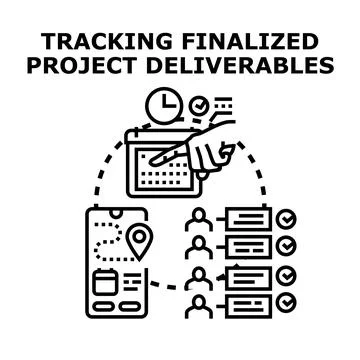 Tracking project deliverables management and team progress 스톡 일러스트