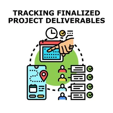 Tracking project deliverables management and team progress イラスト素材