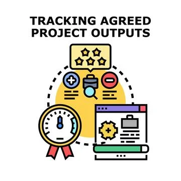 Tracking project outputs process and evaluation concept Stock Illustration