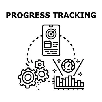 Tracking project progress and business development analytics Illustrazione stock