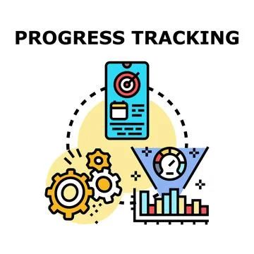 Tracking project progress and business development analytics Stock Illustration
