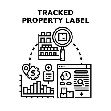 Tracking property label asset management system Stock Illustration