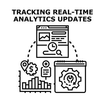 Tracking real time analytics updates data management 스톡 일러스트
