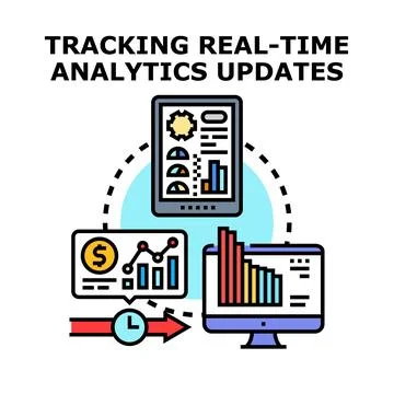 Tracking real time analytics updates across multiple devices 스톡 일러스트