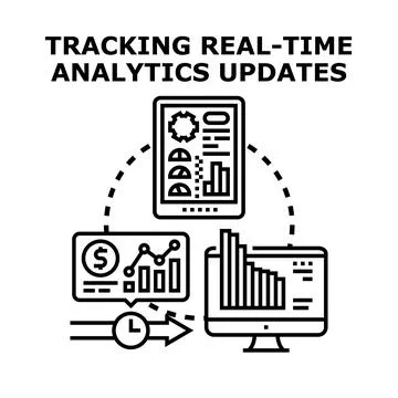 Tracking real time analytics updates across multiple devices 스톡 일러스트