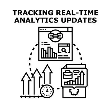 Tracking real time analytics updates data progress Stock Illustration