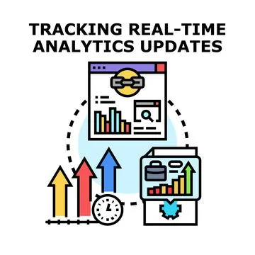 Tracking real time analytics updates data progress Stock Illustration