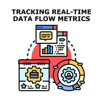 Tracking real time data flow metrics concept Stock Illustration