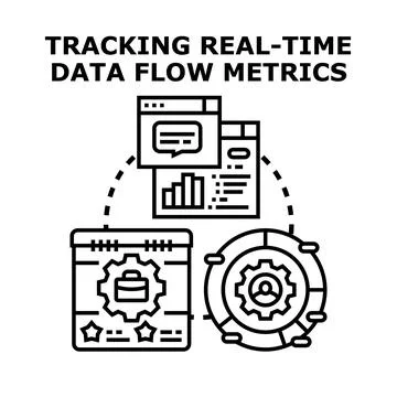 Tracking real time data flow metrics concept Stock Illustration