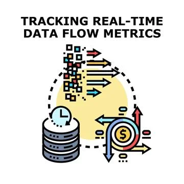 Tracking real time data flow for business analytics Stock Illustration