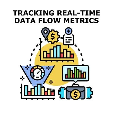 Tracking real time data flow metrics concept illustration Stockillustratie