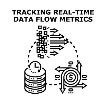 Tracking real time data flow for business analytics Stock Illustration