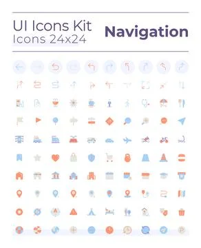 Tracking real time location flat color ui icons set Illustrazione stock