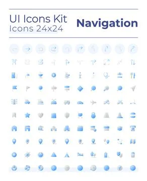 Tracking real time location flat gradient two-color ui icons set Illustrazione stock