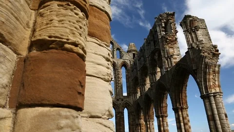 Tracking To Reveal Dramatic Old Ruined English Abbey Stock-Footage 125191572