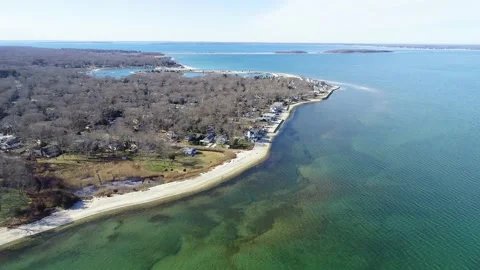 Tracking right on the coast of sag harbor Stock Footage 155466105