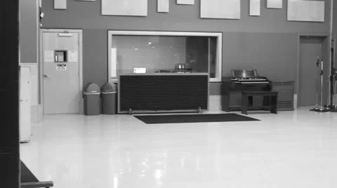 Tracking Room of Commercial Recording Studio (Black &amp; White) Video stock 54671945