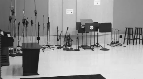Tracking Room of Commercial Recording Studio (Black &amp; White) Video stock 54671964