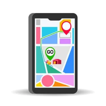 Tracking Screen Of Logistic Route On Cellular Phone Illustrazione stock