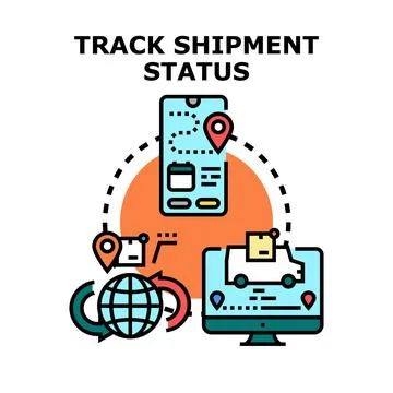 Tracking shipment status on devices logistic concept Stock Illustration