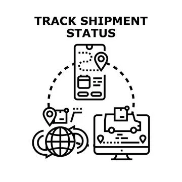 Tracking shipment status on devices logistic concept 스톡 일러스트
