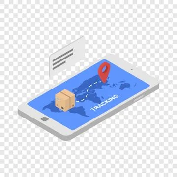 Tracking shipped box icon, isometric style Illustrazione stock