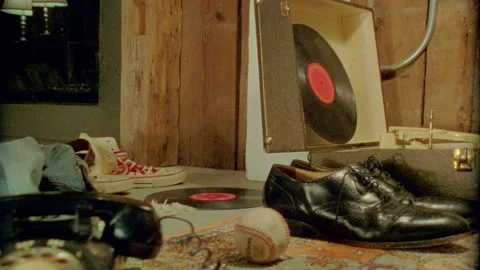 Tracking shot of apartment floor  in an old house 1960s 1970s Stock Footage 272312373