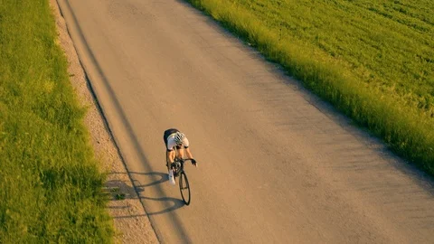 Tracking Shot of Approaching Cyclist Stock Footage 92449705