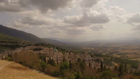 Tracking shot of Assisi hills Stock Footage 82122948
