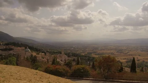 Tracking shot of Assisi hills Stock Footage 82123708