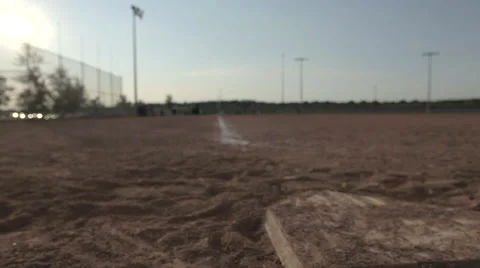 Tracking Shot of Baseball Diamond Base Stock Footage 41670159